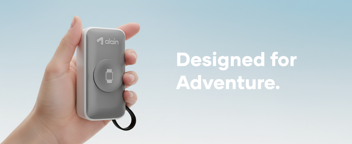 alain Pocket Charge Pro 22.5W Fast Charging Power Bank 5000 mAh with Apple Watch Pad - Grey