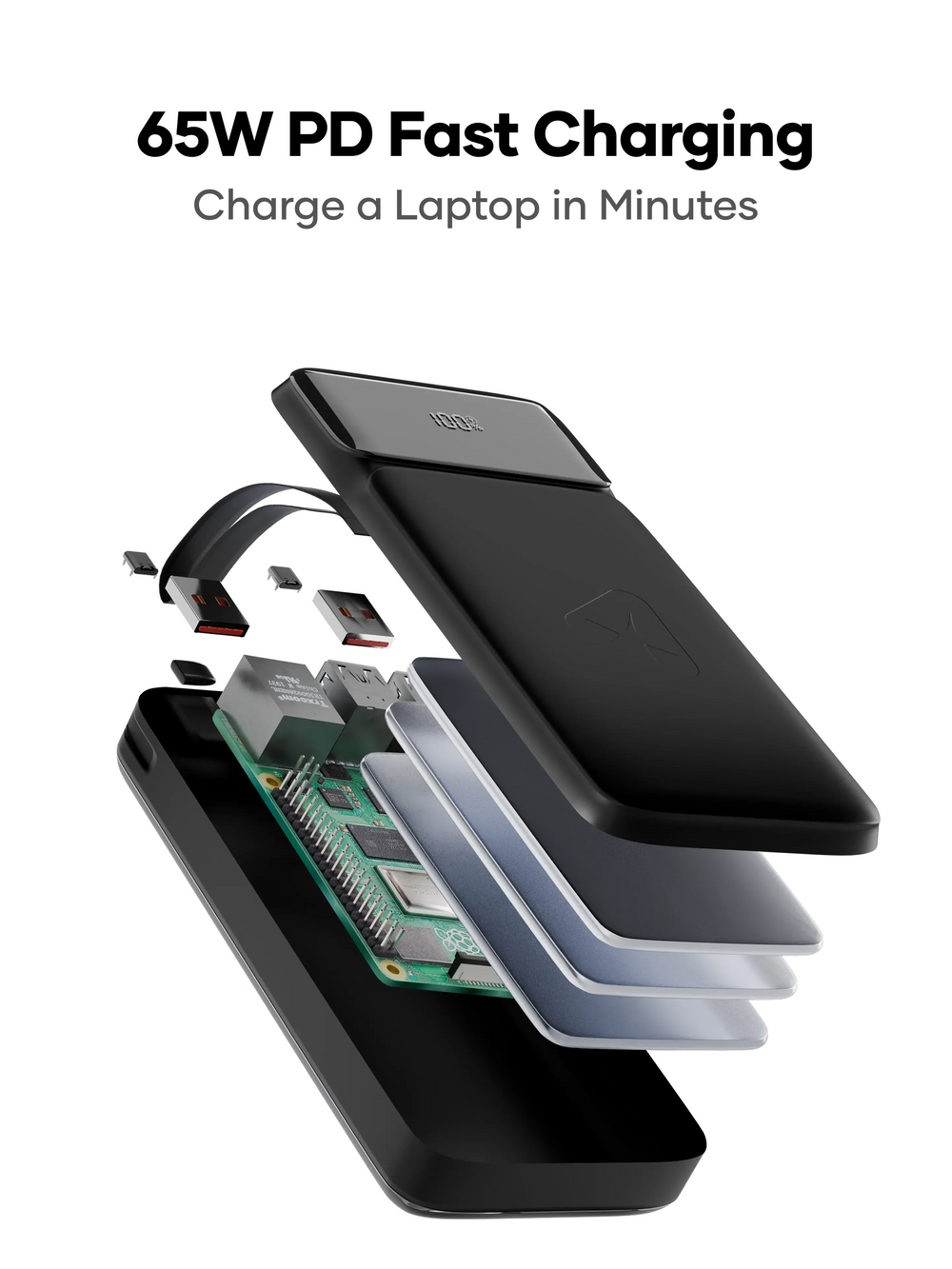 alain LumoPower 65W Fast Charging High-Capacity Power Bank 30000 mAh - Black