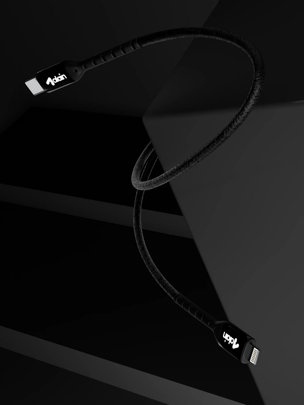 alain Nexo USB-C to Lightning Nylon Braided Fast Charging Cable 27W 1.2m - Black