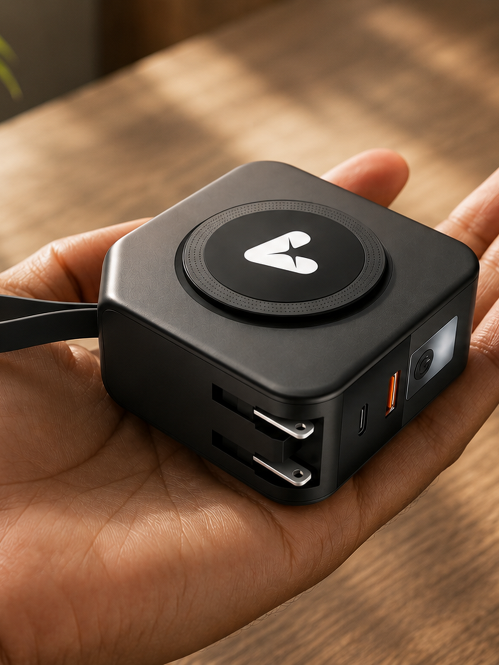 alain TravelMate 2-in-1 Wireless Power Bank & Wall Adapter 10000 mAh - Black
