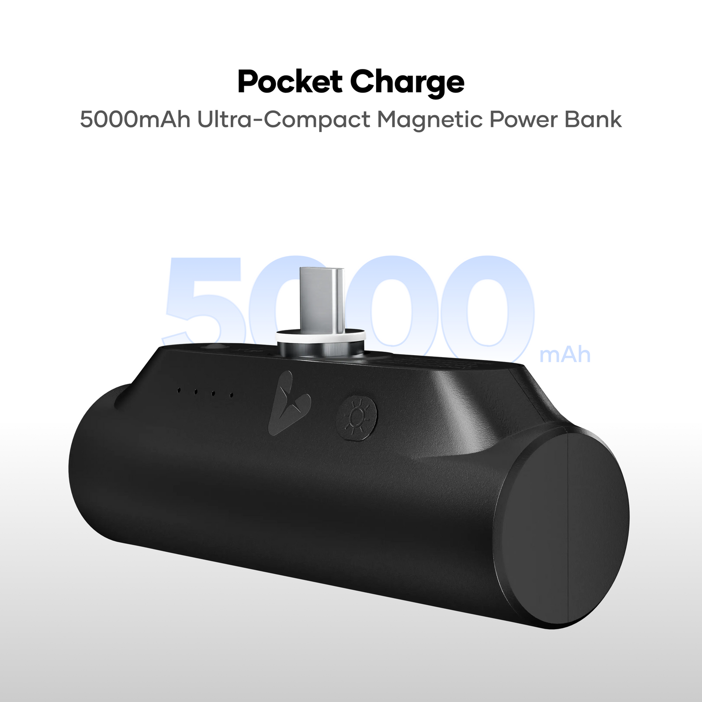 alain Pocket Charge 5000mAh Magnetic Power Bank with LED Light