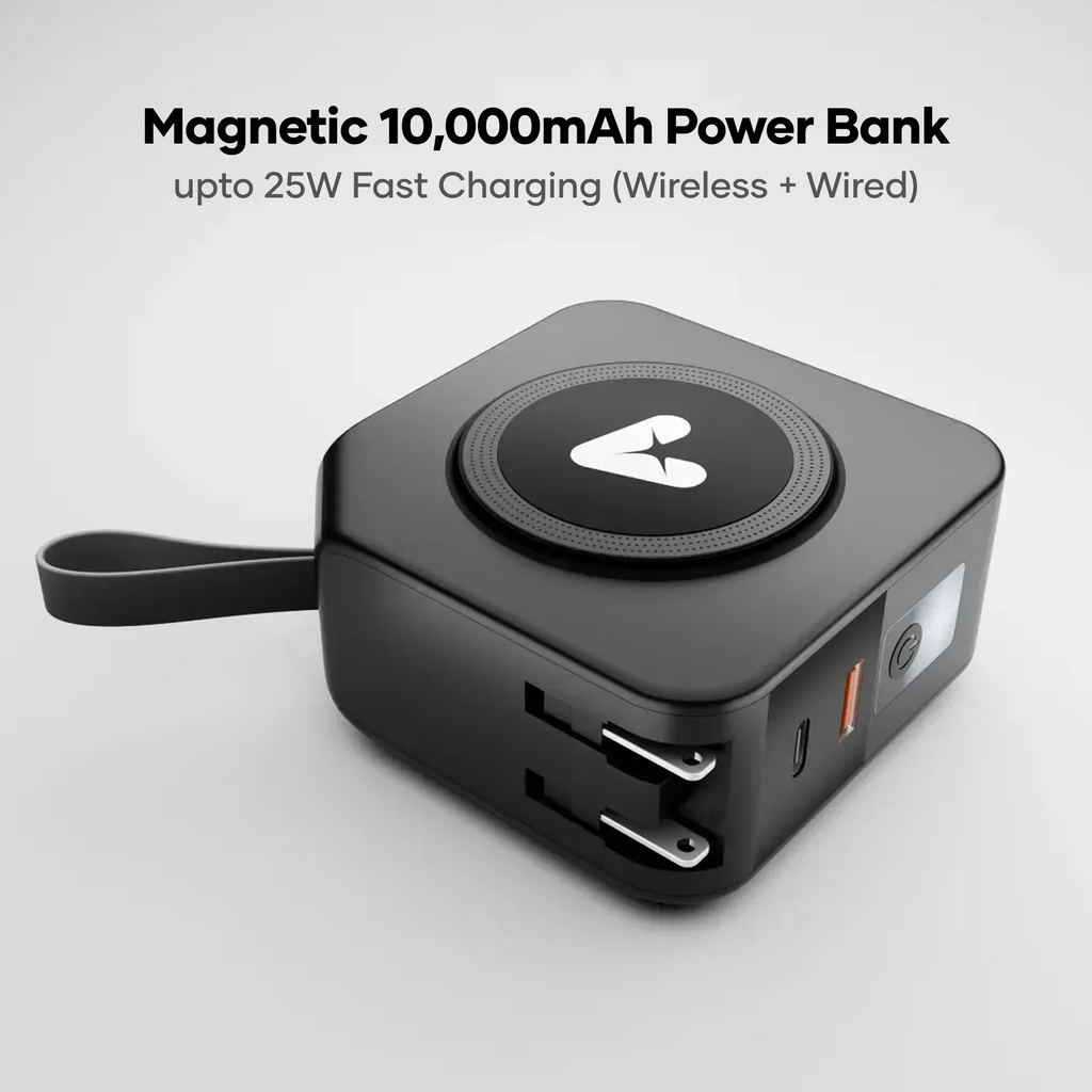 alain TravelMate 2-in-1 Wireless Power Bank & Wall Adapter 10000 mAh - Black