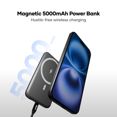 alain LuxSlim MagSafe-Compatible Slim Magnetic Power Bank 5000 mAh - Black