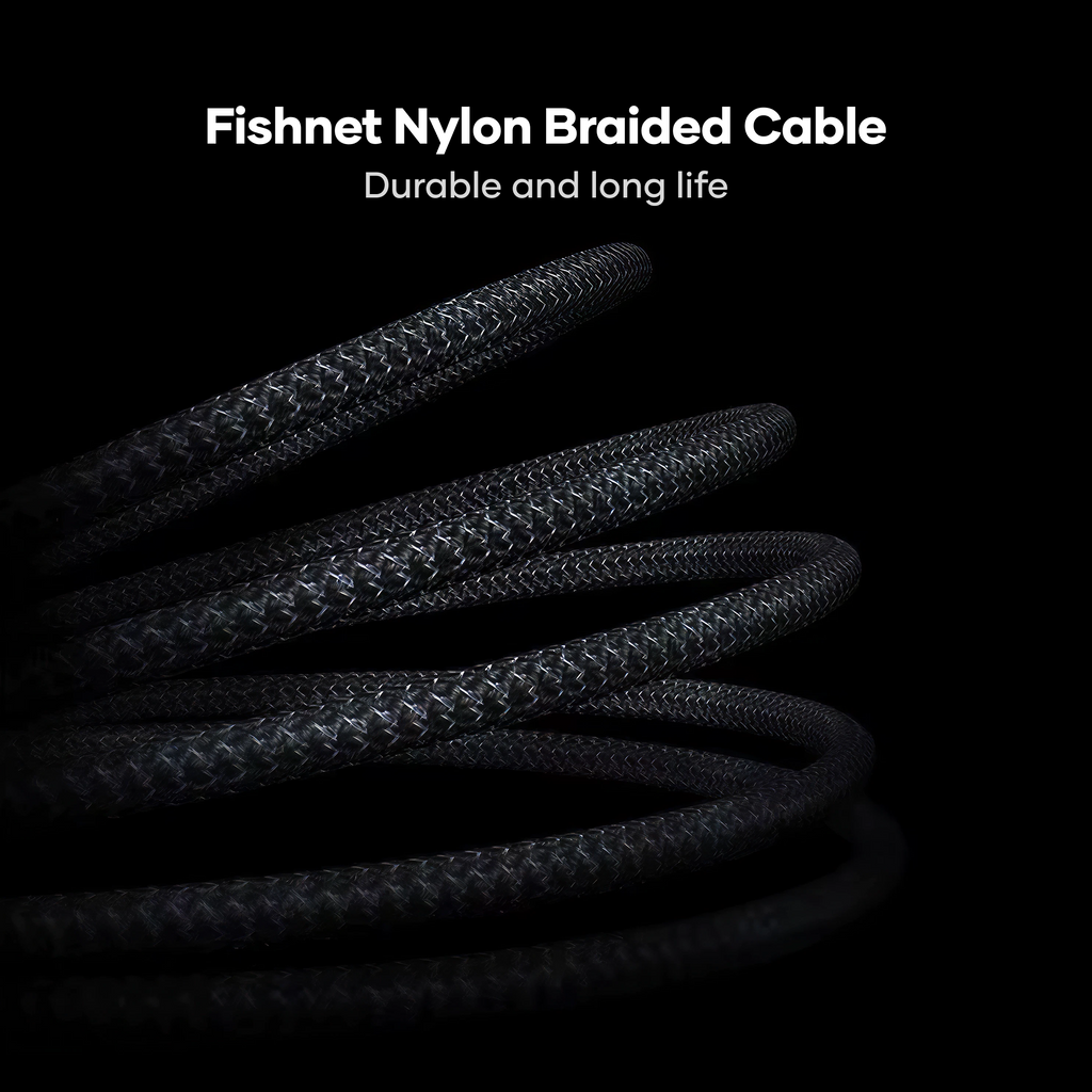 alain Deluxe USB-C to USB-C Nylon Braided Fast Charging Cable 80W 1.2m - Black