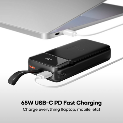 alain LumoPower 65W Fast Charging High-Capacity Power Bank 30000 mAh - Black