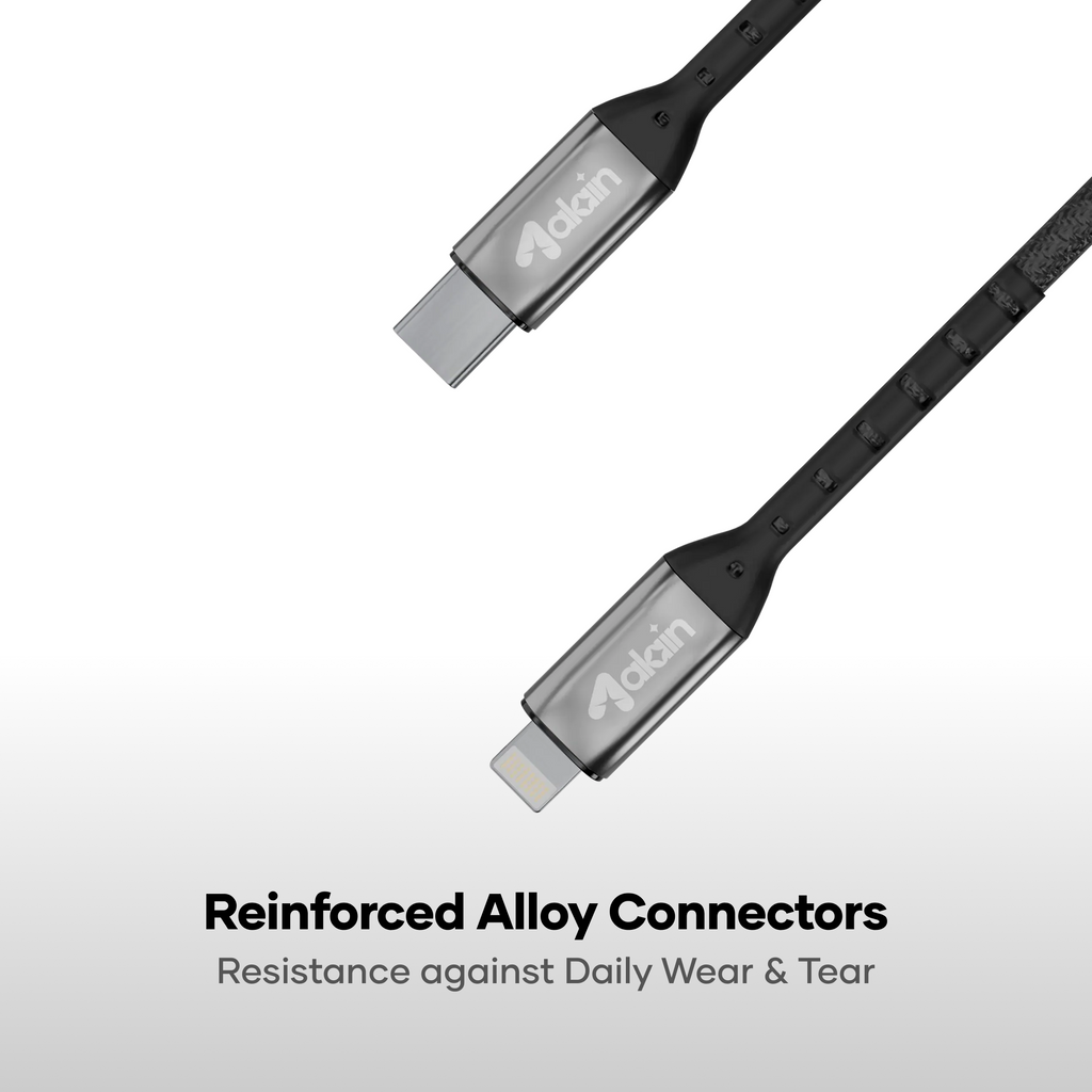 alain Nexo USB-C to Lightning Nylon Braided Fast Charging Cable 27W 1.2m - Black