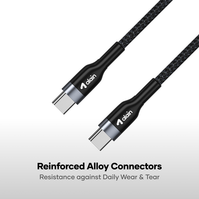 alain Deluxe USB-C to USB-C Nylon Braided Fast Charging Cable 80W 1.2m - Black