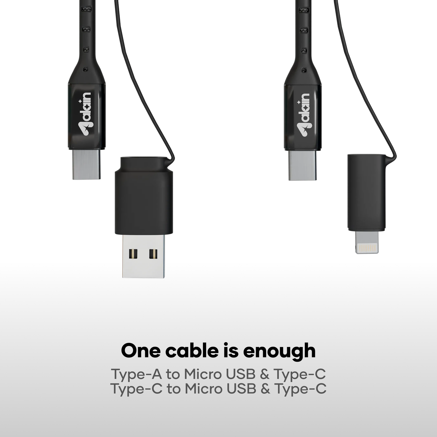 alain LuxLink 4-in-1 Multi-Connector Fast Charging Cable 100W 1.2m - Black