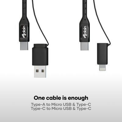 alain LuxLink 4-in-1 Multi-Connector Fast Charging Cable 100W 1.2m - Black