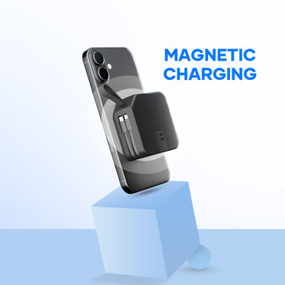 Magnetic wireless charger attached to smartphone for fast charging