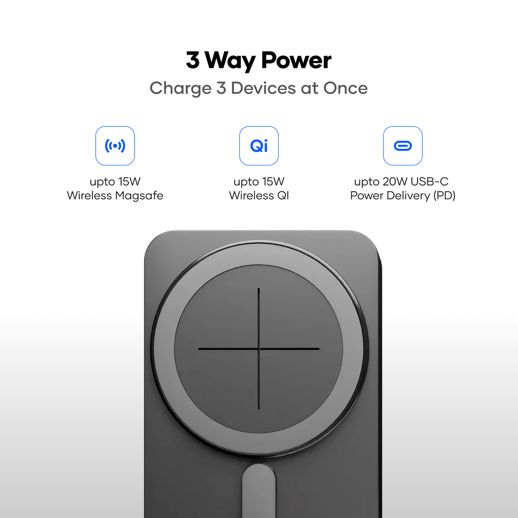 alain SolRover MagSafe-Compatible Solar Wireless Power Bank 10000 mAh - Black
