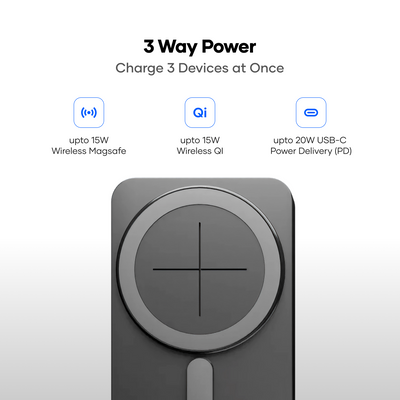 alain SolRover MagSafe-Compatible Solar Wireless Power Bank 10000 mAh - Black