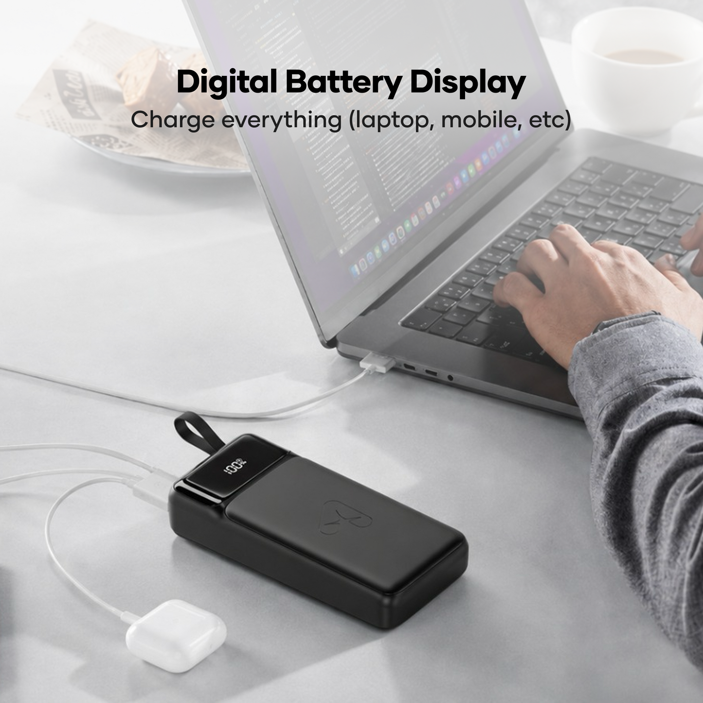 alain LumoPower 65W Fast Charging High-Capacity Power Bank 30000 mAh - Black