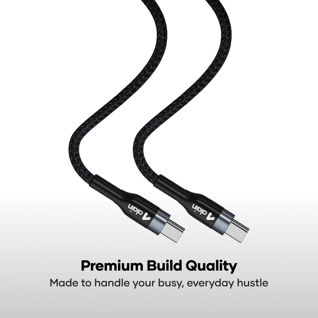 alain Deluxe USB-C to USB-C Nylon Braided Fast Charging Cable 80W 1.2m - Black