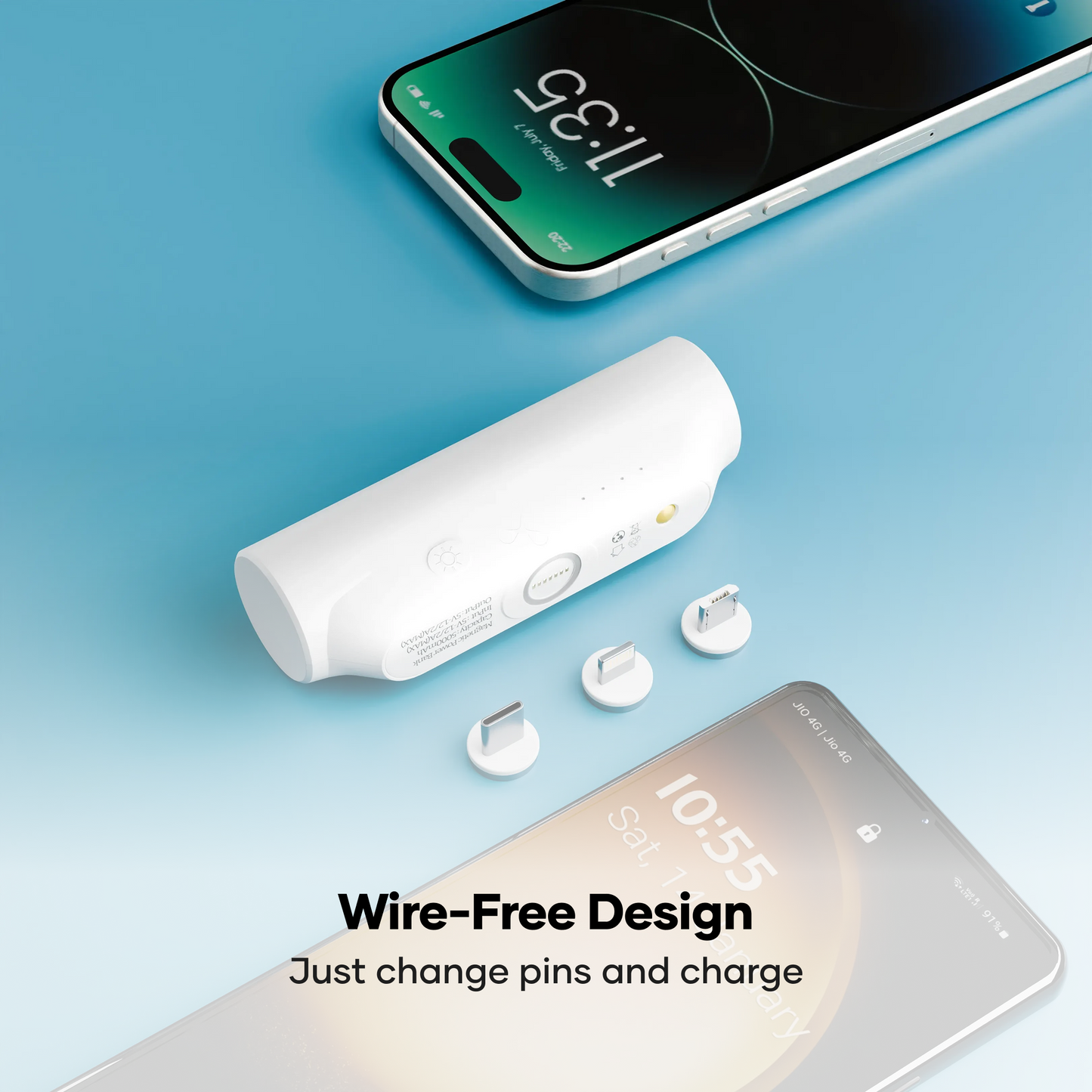alain Pocket Charge 5000mAh Magnetic Power Bank with LED Light