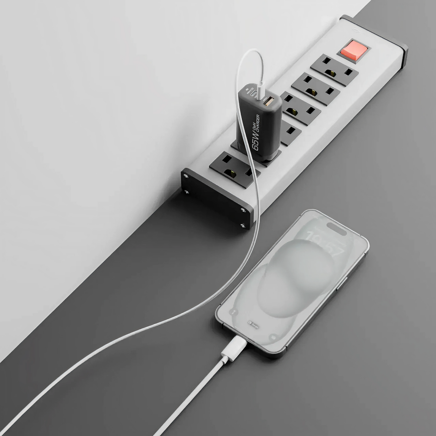 alain HyperLux 65W GaN Fast Charger 3 Ports (2 USB-C + 1 USB-A) - Black