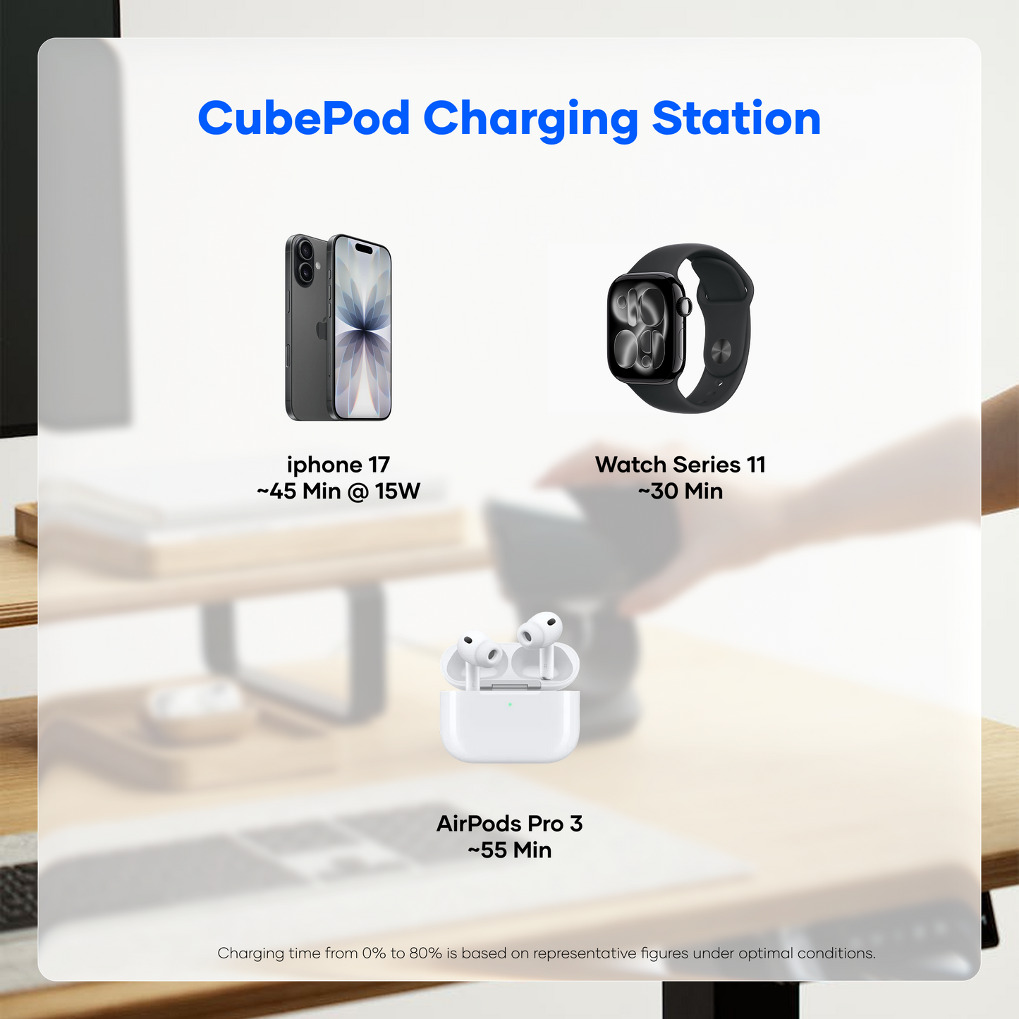 alain CubePod Trio 3-in-1 Qi2 Wireless Charging Station 20W - Black
