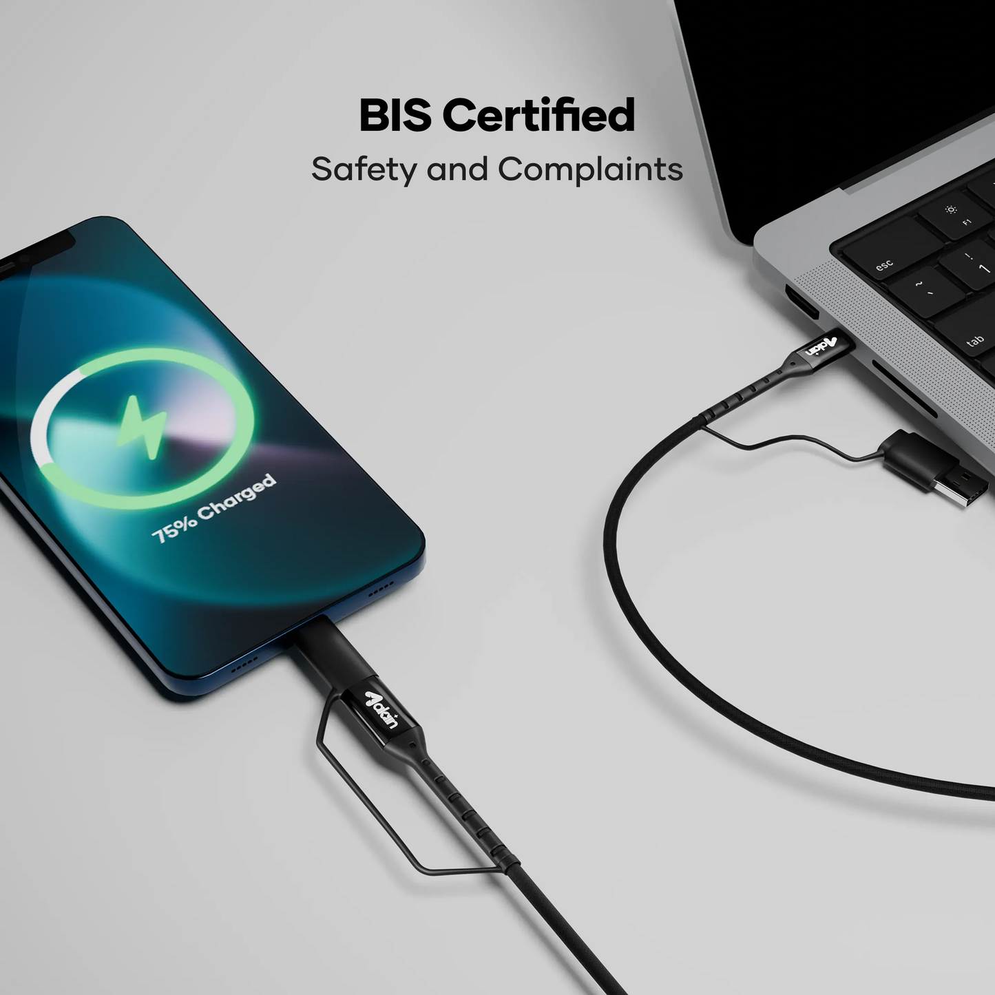 alain LuxLink 4-in-1 Multi-Connector Fast Charging Cable 100W 1.2m - Black