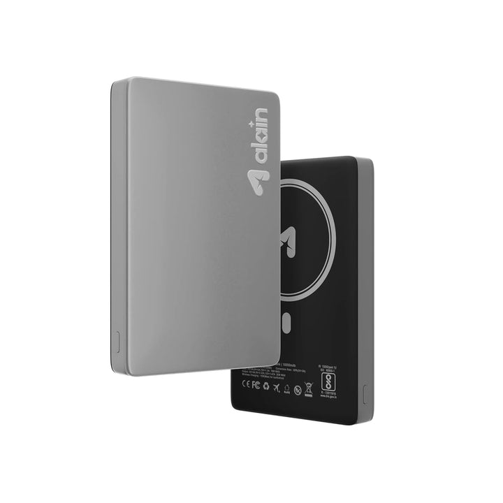 alain Magon 10000mAh Magnetic Wireless Power Bank | 20W PD Type C Fast Charging & 15W Wireless Output | Built-in Digital Display | Compatible with iPhone, Android, Airpods (Grey)