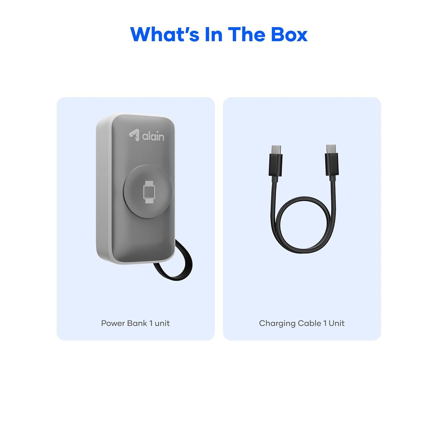 alain Pocket Charge Pro 5000mAh Mini Power Bank | 22.5W Type-C & Lightning Fast Charging Output | 2.5W Wireless Charging | LED Indicators, Multi-Layer Protections, Android & iPhone Support (Grey)