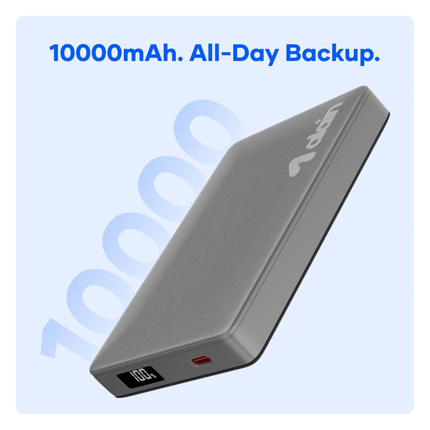 alain Magon MagSafe-Compatible Wireless Power Bank 10000 mAh with Digital Display - Grey