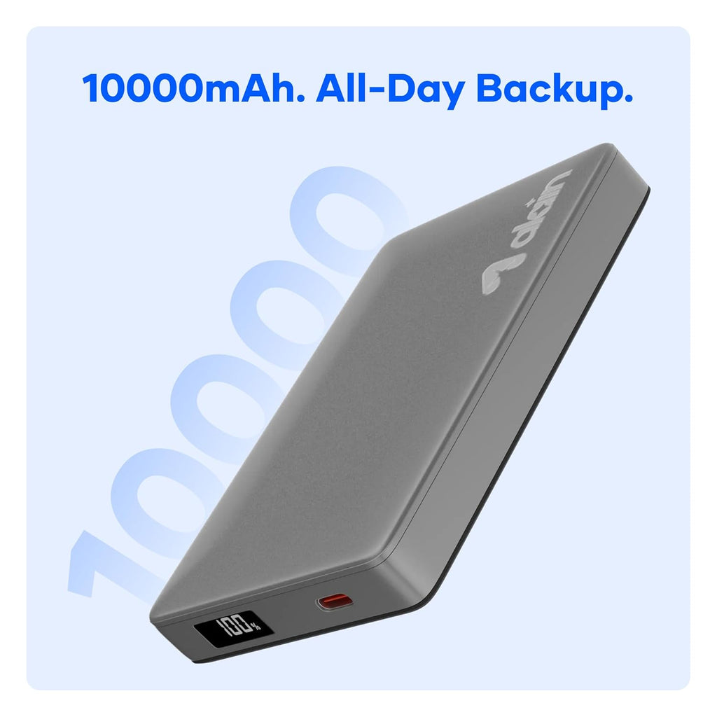 alain Magon MagSafe-Compatible Wireless Power Bank 10000 mAh with Digital Display - Grey