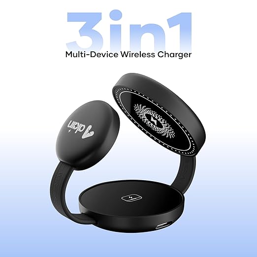 alain Trifold 3-in-1 Foldable Wireless Charging Station 15W - Black