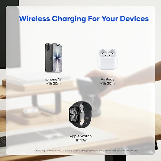 alain Trifold 3-in-1 Foldable Wireless Charging Station 15W - Black