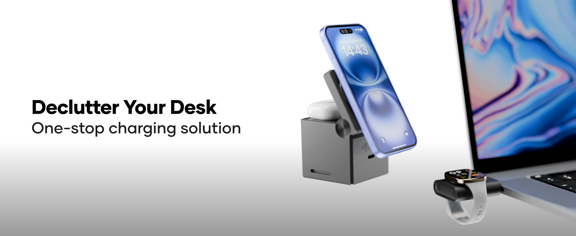 alain CubePod Trio 3-in-1 Qi2 Wireless Charging Station 20W - Black