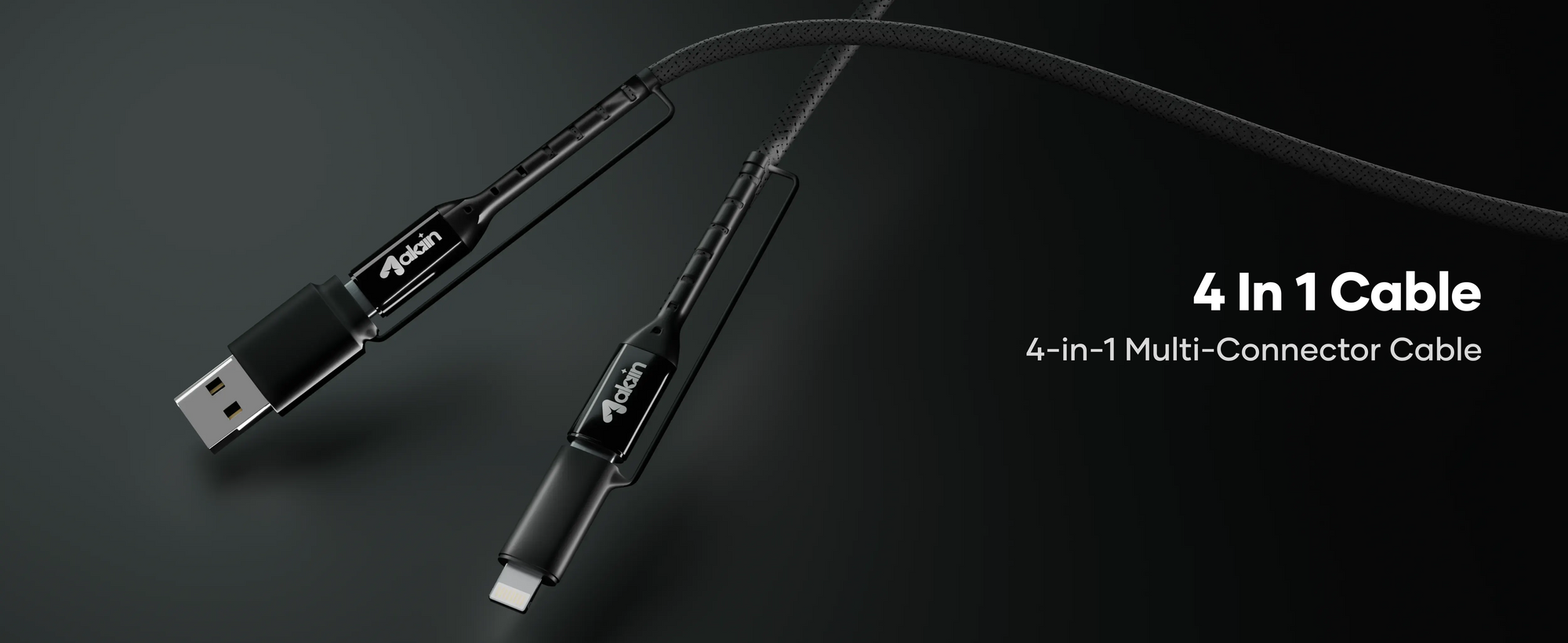 alain LuxLink 4-in-1 Multi-Connector Fast Charging Cable 100W 1.2m - Black