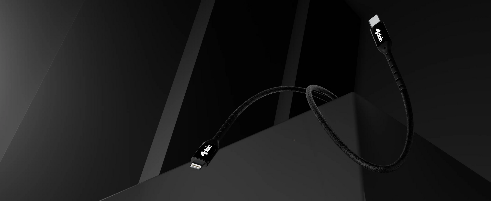 alain Nexo USB-C to Lightning Nylon Braided Fast Charging Cable 27W 1.2m - Black