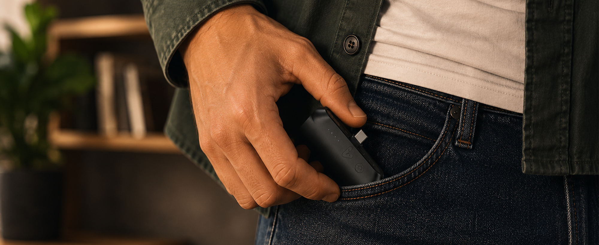 alain Pocket Charge 5000mAh Magnetic Power Bank with LED Light