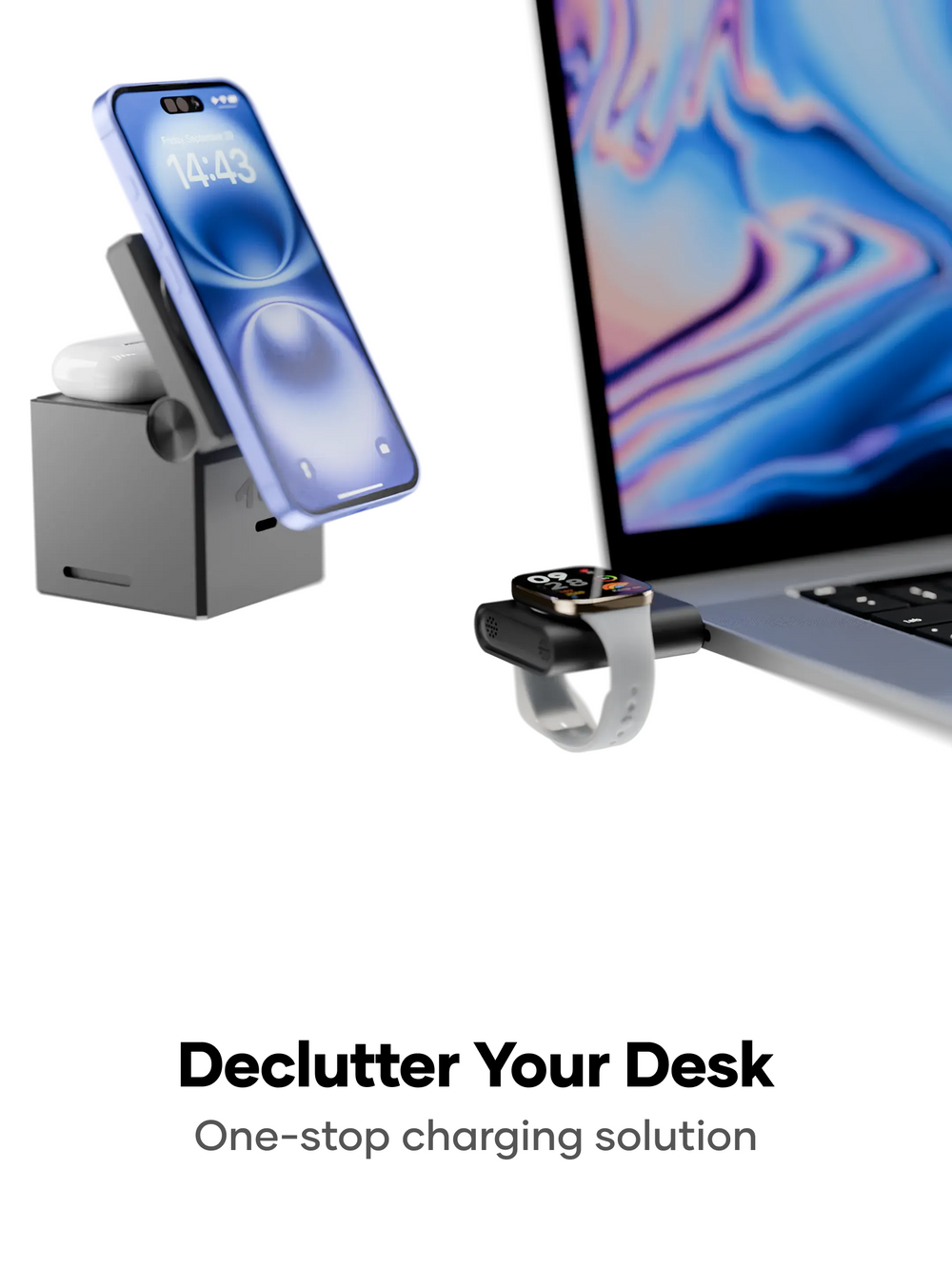 alain CubePod Trio 3-in-1 Qi2 Wireless Charging Station 20W - Black