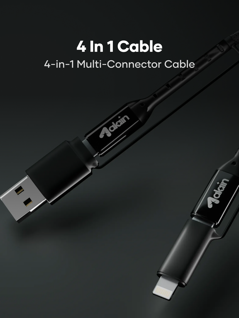 alain LuxLink 4-in-1 Multi-Connector Fast Charging Cable 100W 1.2m - Black