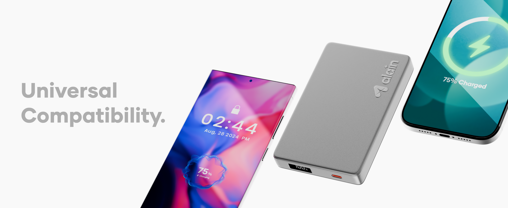 alain Magon MagSafe-Compatible Wireless Power Bank 10000 mAh with Digital Display - Grey